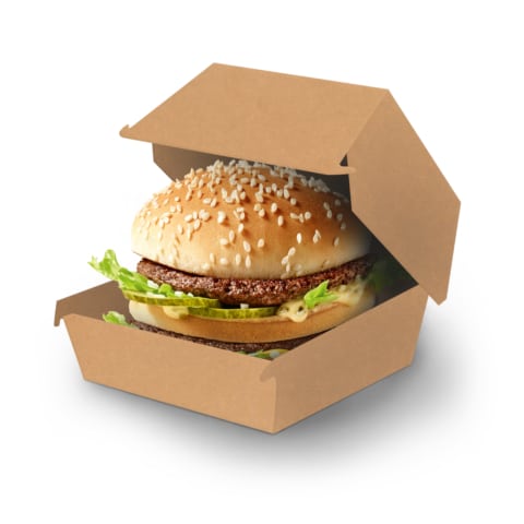 Die Burger-Verpackungen bestehen bei McDonald’s Österreich seit 1992 aus Karton. Fotocredit: McDonald’s Österreich