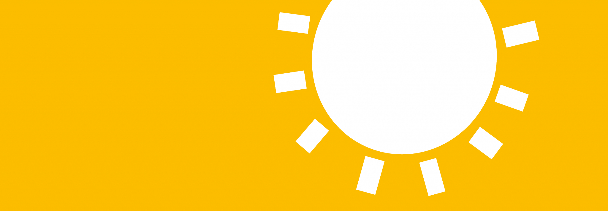 Weiße Sonne auf gelbem Hintergrund.