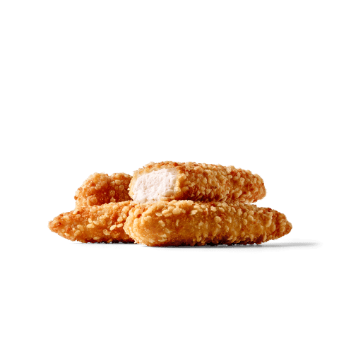 Frittierte und knusprige Hähnchenstreifen auf einem grünen Hintergrund
