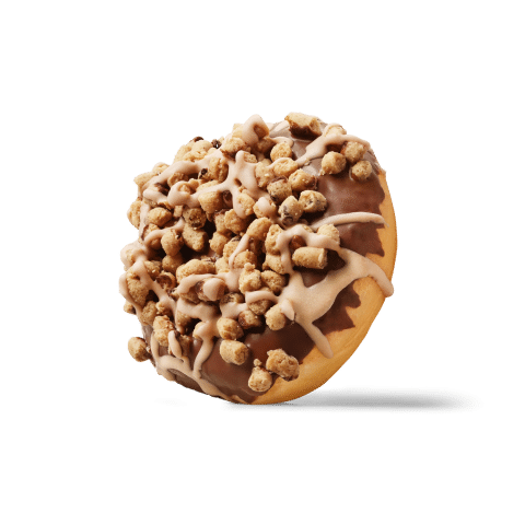 Ein köstlicher Donut mit Schokoladenglasur und knusprigen Keksstückchen
