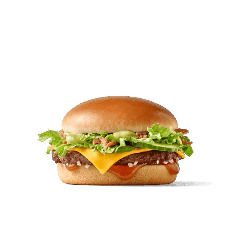 Burger mit 100 % österreichischem Rindfleisch, Schmelzkäse, Salat, frischer Gurke, Röstzwiebeln und einer würzigen Kombination aus Wasabi- und Teriyaki-Sauce.