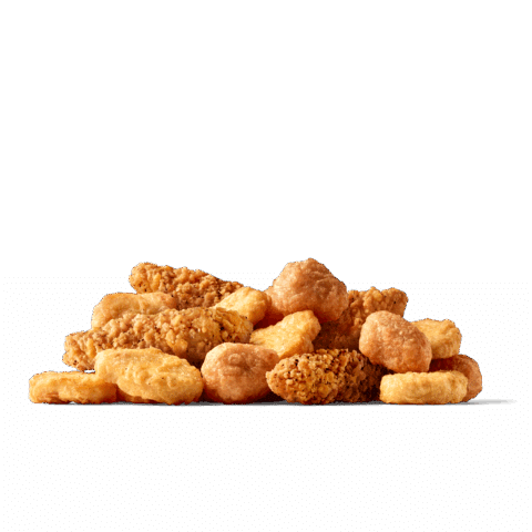 Eine Vielzahl von knusprigen Hühnernuggets.