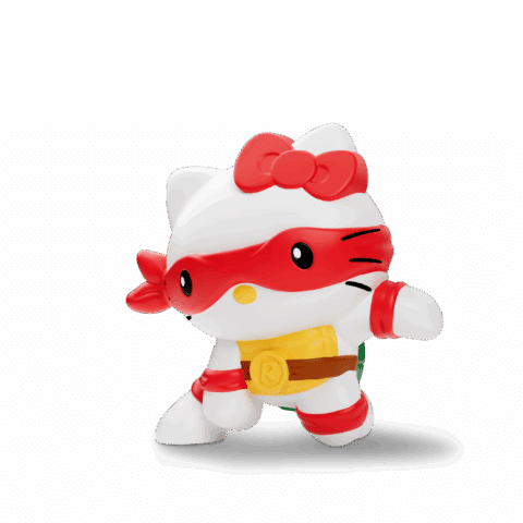 Hallo Kitty als Ninja Figur mit rotem Maskenband