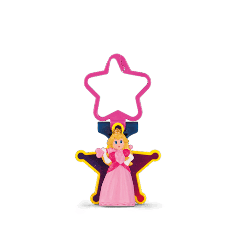 Plastikspielzeug einer Prinzessin in pinkem Kleid mit sternförmigem Aufhänger